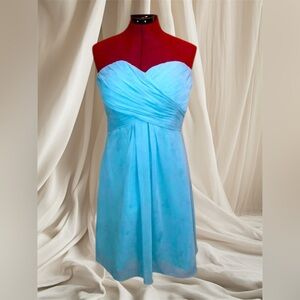 Bill Levkoff teal bridesmaid strapless dress + FREE GIFT